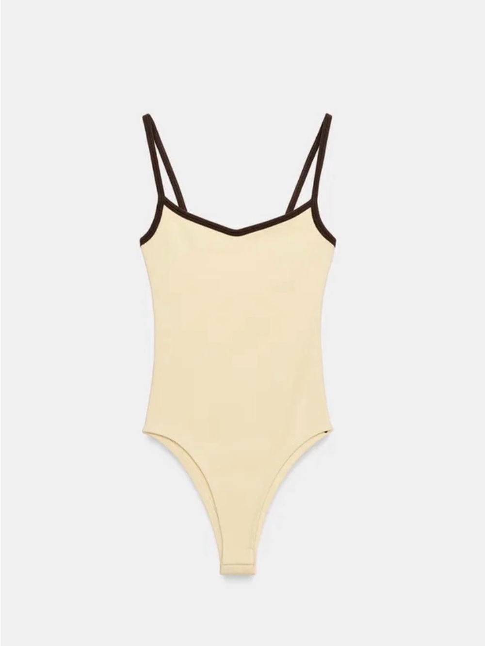 Zara Contrast trim Bodysuit with Brown Trim, size M